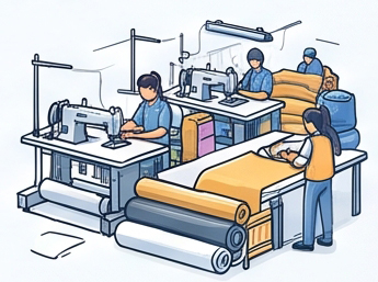 Step 4: bulk production of custom BJJ gis at the Onrox factory in Sialkot