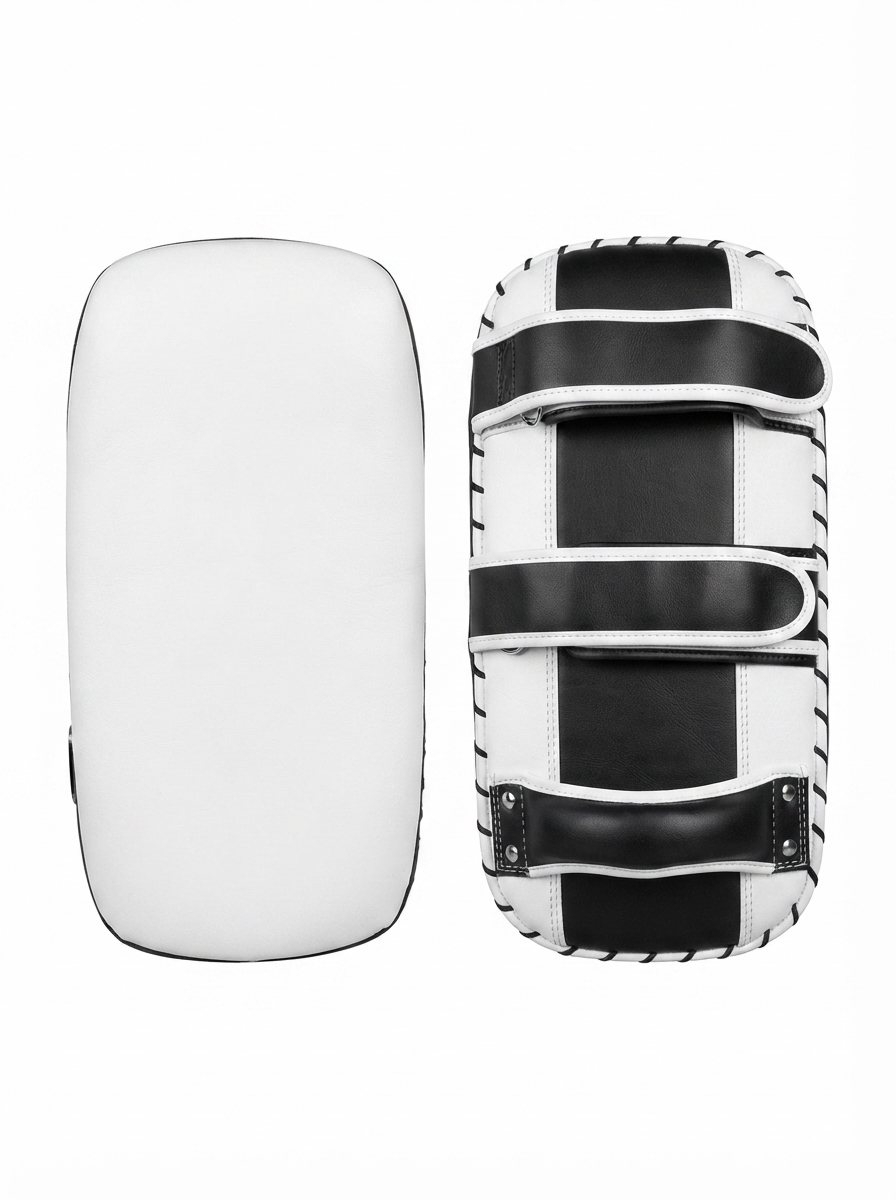 custom white black muay thai pads